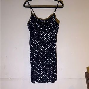 Black dress with white polka dots
